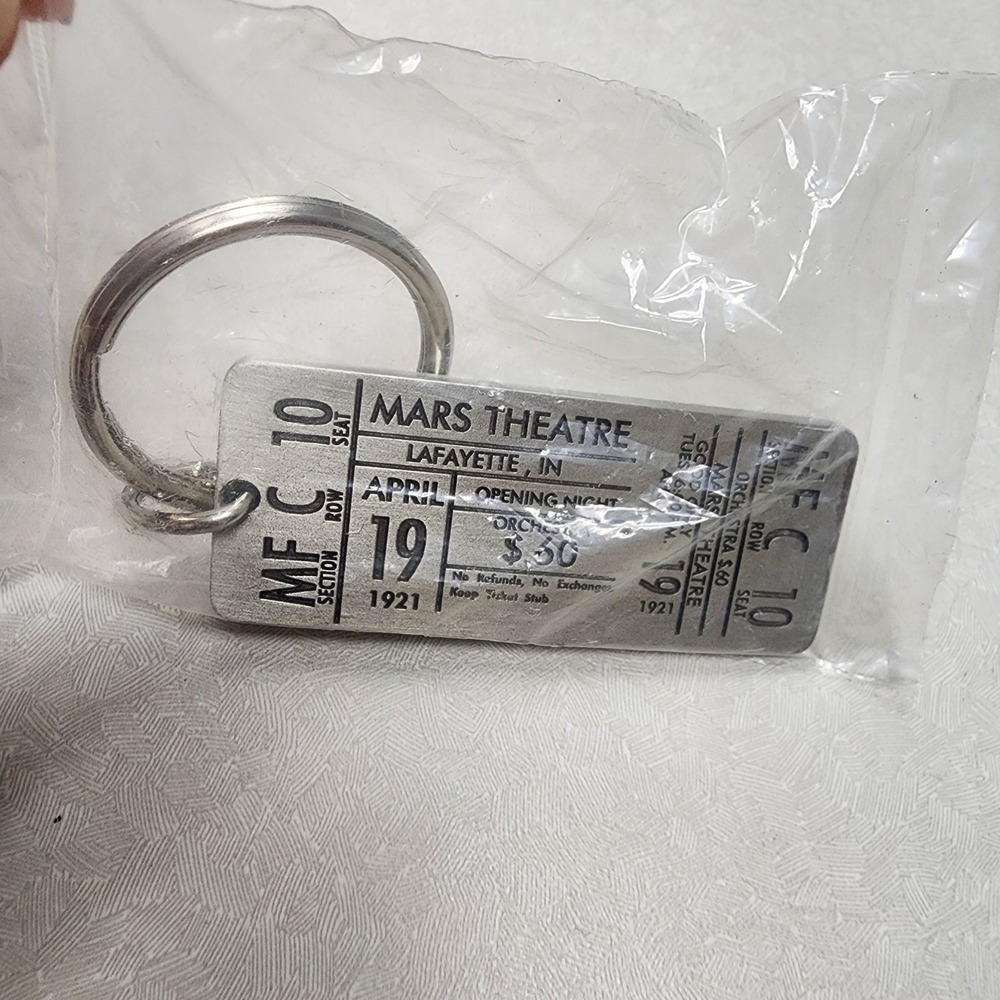 Vtg Broadway Mars Theatre Ticket Opening Night 4/19/1921 Solid Pewter Keychain